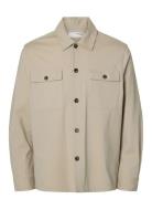 Selected Slhreg Lorent Bi-Stretch Overshirt Beige