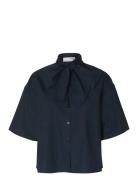 Selected Slfaya-Juno 2/4 Bow Shirt Marinblå