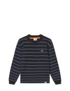 Mads Nørgaard Cotton Jersey Stripe Carlito Tee Ls Marinblå
