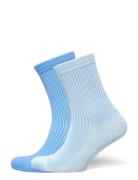 Organic Basics Core Rib Contrast Socks 2-Pack Blå