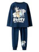 Name It Nmnamu Bluey Ls Nightset Sky Marinblå