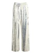 ROTATE Birger Christensen Mid Waist Wide Leg Pants Silver