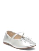 Mango Metallic Ballet Flats With Bow Silver