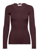 Rosemunde Rwbabette Silk Ls Lace T-Shirt Brun