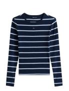Tommy Jeans Tjw Slim Essential Rib Ls Marinblå