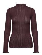 Rosemunde Rwbelize Silk Ls T-Neck T-Shirt Brun