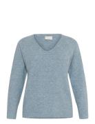 Kaffe Curve Kcniela V-Neck Pullover Blå