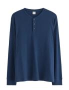 Lindex Top Ls Henley Blå