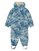 Mikk-line Pu Aop Rain Set Teddy Rec W. Susp10 Marinblå