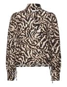 Dante6 Dante6-Cheska Printed Pussy Bow Blouse Brun
