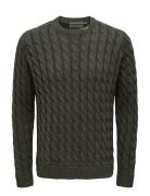 ONLY & SONS Onskicker Life Reg 3 Cable Crew Knit Khaki Green