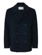 Selected Slharchive Wool Blend Peacoat Marinblå