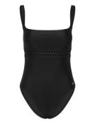 BOSS Eyelet Swimsuit Svart