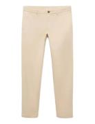 Mango Barna Slim-Fit Twill Chino Trousers Kräm