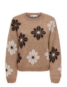 ONLY Onlfreesia Ls Flower O-Neck Rp Knt Beige