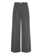 Monki High Waisted Wide Leg Twill Trousers Grå