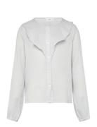 Mango Crinkled Ruffle Shirt Grå