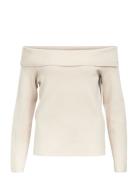 Object Objreynard L/S Re Off Shoulder Knit Div Kräm